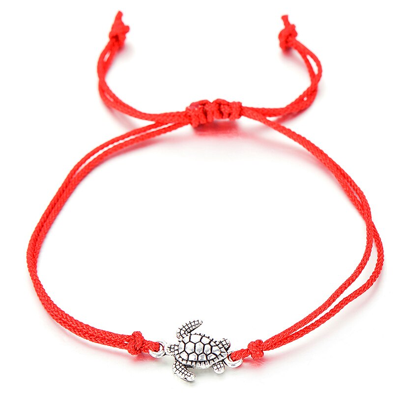 IYOE Friendship Sea Turtle Card Wish Charm Bracelet For Women Men Kids Vintage Animal Lucky Red String Bracelets Friends Lover: without card