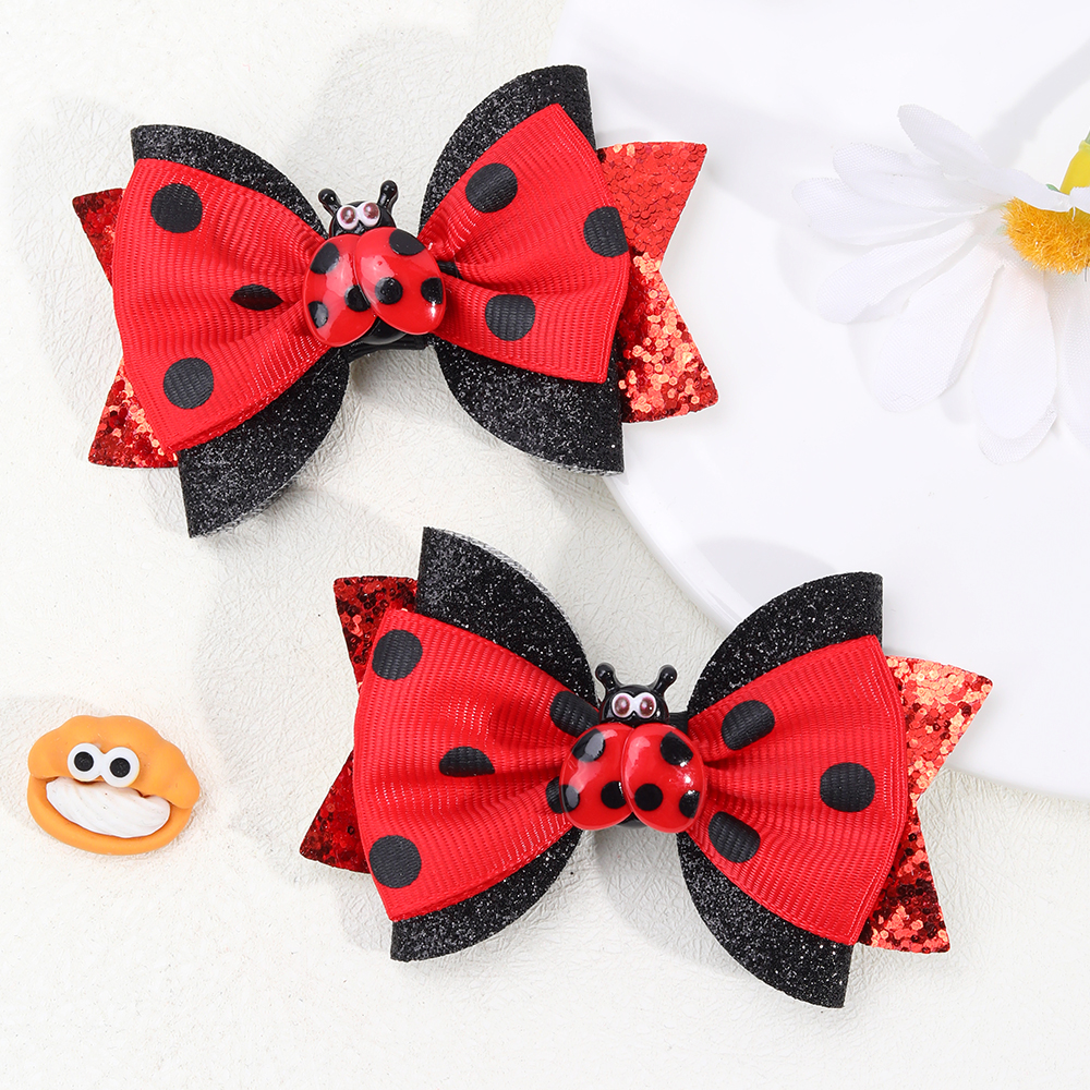 2 Stück/Packung Haarspangen mit Marienkäfer-aufbringen, Haarschmuck für Mädchen, freundlicher, Haarnadel, Kopfbedeckung, Haarschleifen, ideales für Mädchen