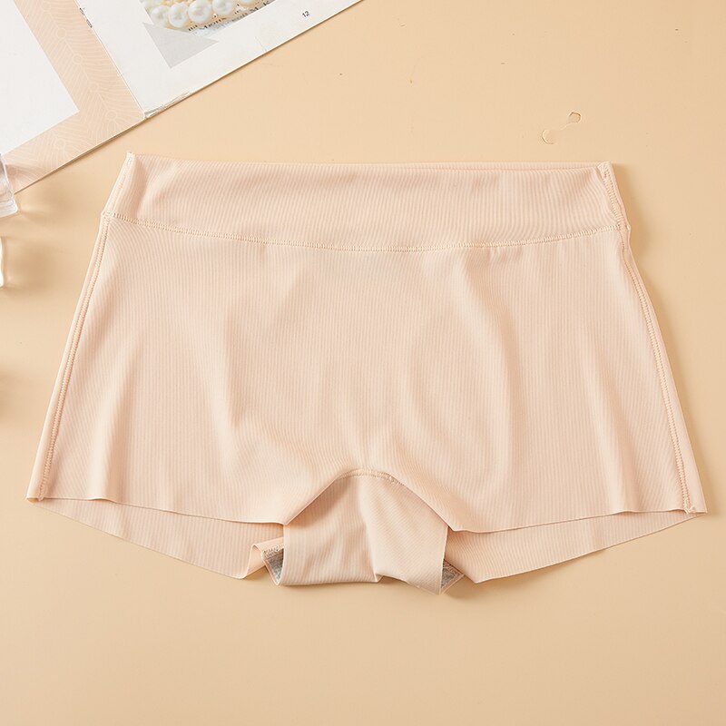 Bezszwowe jedwabne damskie krótkie spodnie bezpieczeństwa nylonowe majtki bezśladowe dziewczęce opróżnione szorty bokserki letnia fajna bielizna damska: skóra / XL (weight 58-70kg)