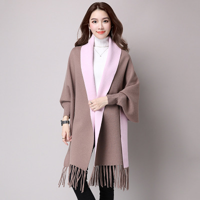 Mingjiebihuo neue kaschmir Poncho schal mit ärmeln frauen in herbst und Winter dicke warme doppel-seitig feste quaste Mantel mädchen: 26
