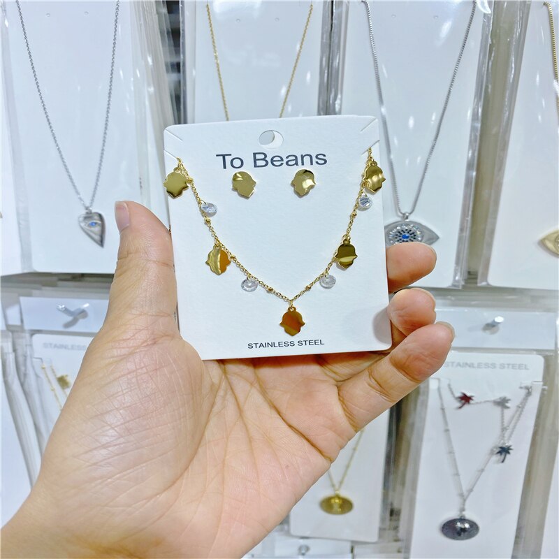 Palm handgebaar hanger ketting choker steek je hand sieraden ronde cirkel ketting verjaardag accessoires: Gouden