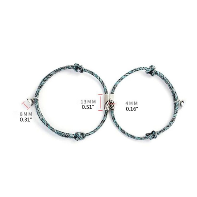 2 Stks/set Vriendschap Touw Gevlochten Afstand Paar Magnetische Ajustable Armband Kit Minnaar Sieraden