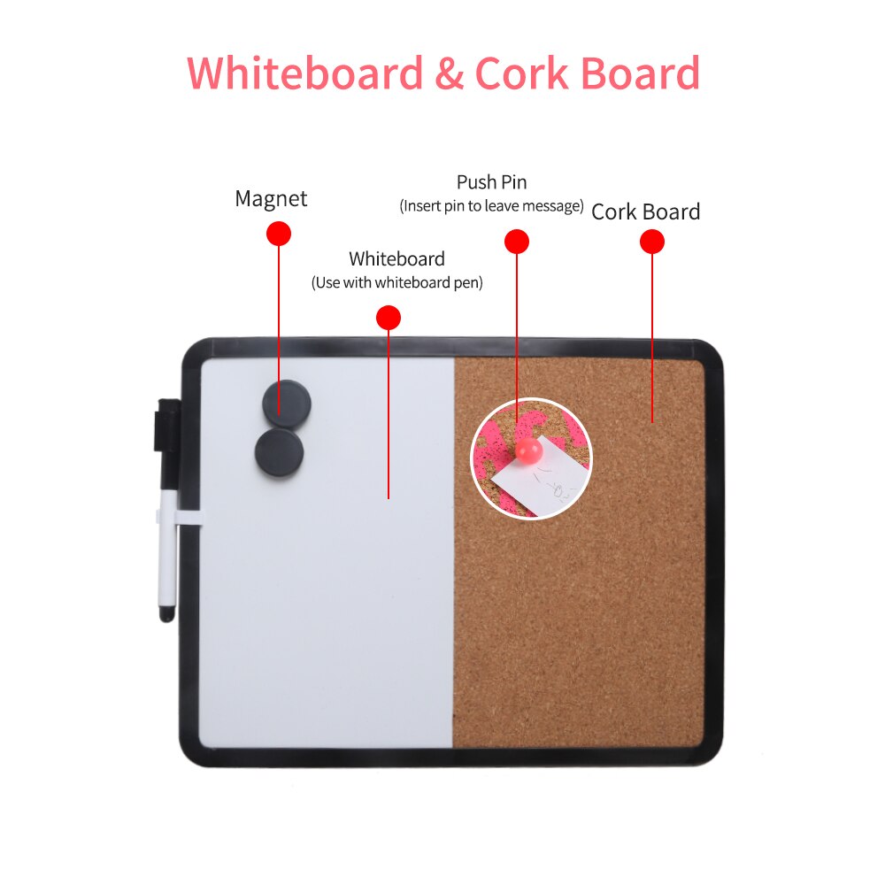 Multifunctionele Schrijfbord Droge Wissen Chidren Graffiti Board Combo Wit Board & Kurk Boord Met Whiteboard Pen push Pin