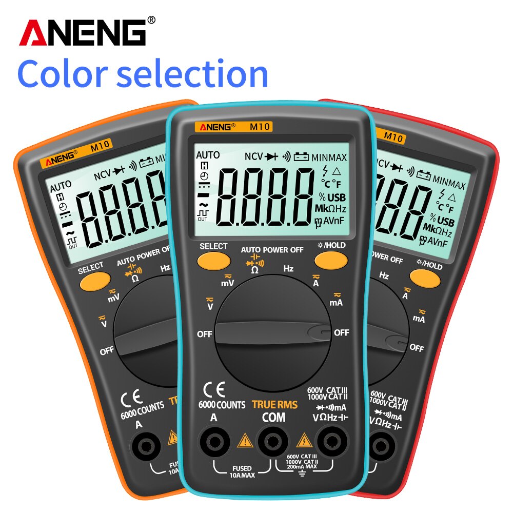 ANENG M10 Digital Multimeter Transistor Tester Analog 6000 counts Multimetro Profesional Capacitor Inductance Meter rm101/zt102