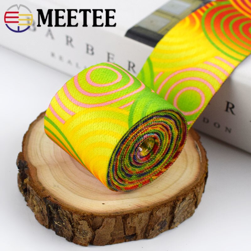 Meetee 5/10M 38Mm Gedrukt Etnische Jacquard Singels Zakken Riem Riem Lint Diy Textiel Kleding Riem decor Naaien Accessoire