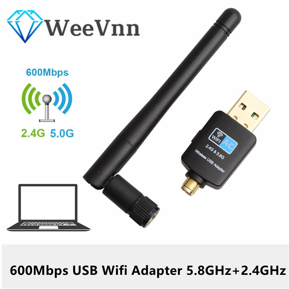 Terow 600Mbps Usb Wifi Adapter Dual Band 5.8Ghz + 2.4Ghz Usb Wifi Ontvanger Draadloze Netwerkkaart Usb wifi Met Hoge Snelheid Antenne