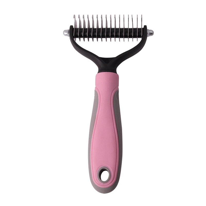 quita pelos gato y perros mascotas suministros para perros Eliminación de pelo de mascotas peine Deshedding cepillo para enmarañado Pelo Largo rizado gato perro Detangler aseo herramienta: Pink1 / S