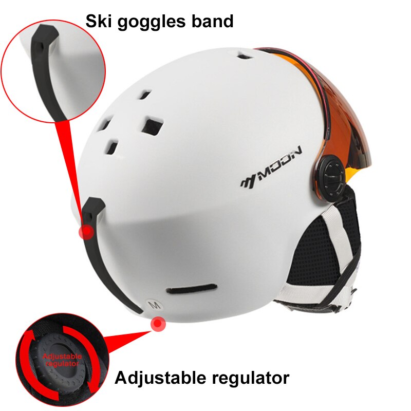 Maan integraal gevormde pc+eps skihelm met bril hoge skihelm sport skateboard ski snowboardhelmen heren