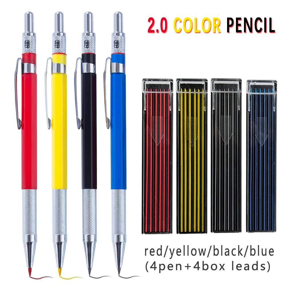 Lápiz mecánico de 2,0 MM, de dibujo artístico, lápiz automático, escritura de centro de gravedad bajo, suministros escolares de oficina para estudiantes: Azul