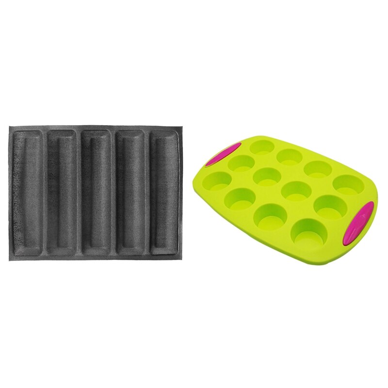 2 stuks siliconen cakevorm voor muffinvorm bakvorm cupcakevormen brood bakvorm  - 12 gaten & 5 gaten