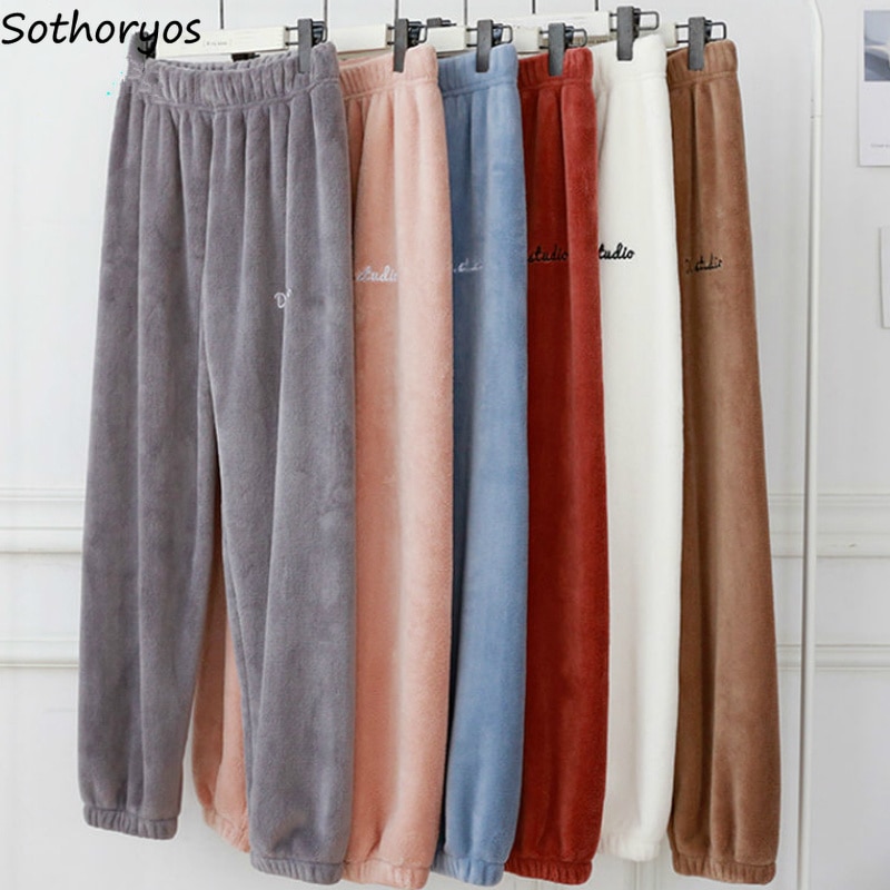 Schlaf Unterseite knapp Gedruckt Freizeit schick Flanell Weiche Warme Bequeme Frauen Koreanischen Stil Winter Schlafanzug Hosen Nachtwäsche Ulzzang