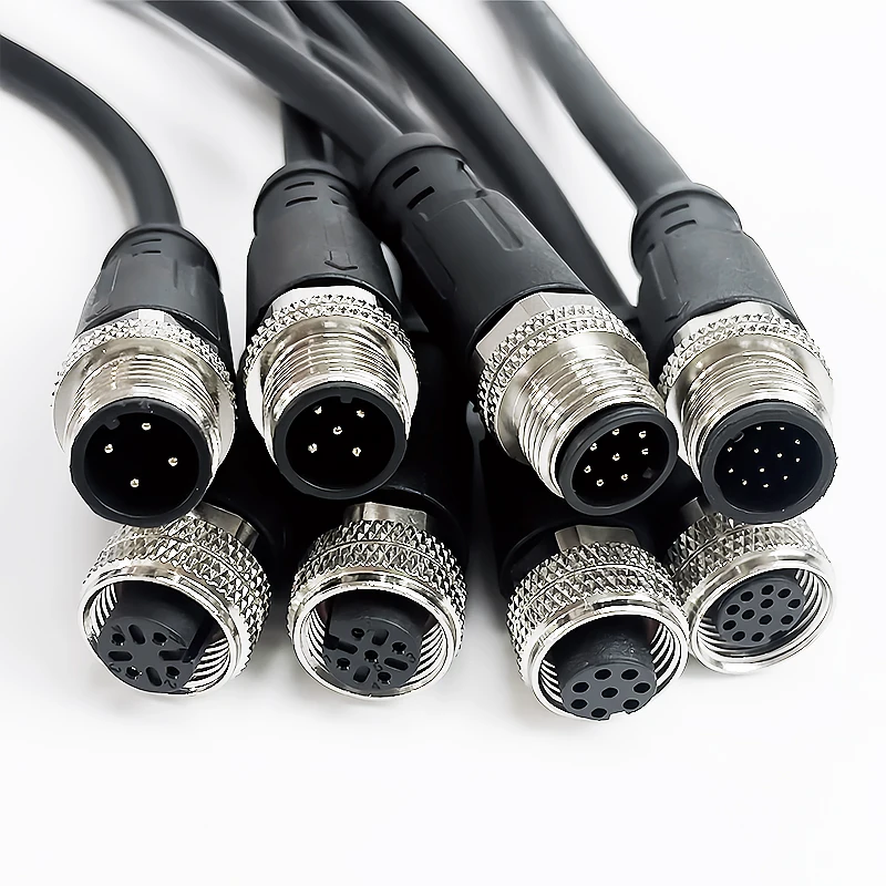 2 Meter M12-Sensor-Stecker, wasserdichter Kabelstecker, männlich und weiblich, 4, 5, 8, 12-polig, PVC, integrierte Spritzguss-M12-Stecker
