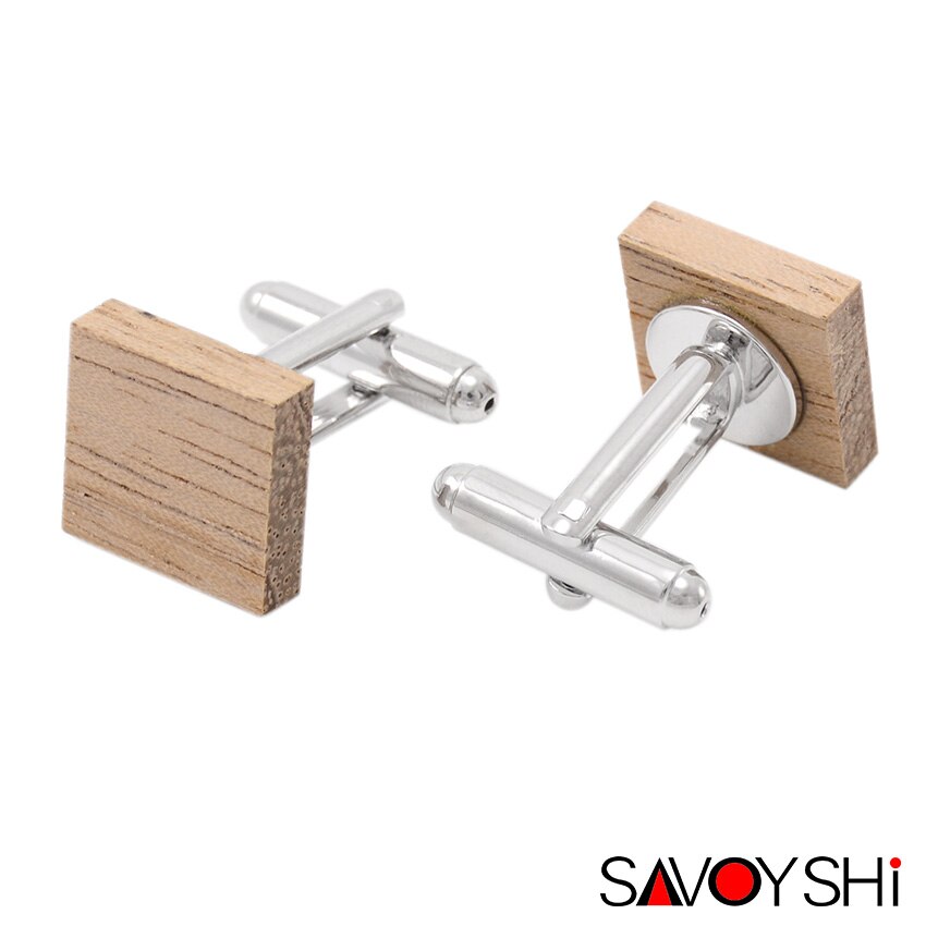 SAVOYSHI Low-key Luxury Wood Cufflinks Tie Clips Sets Concise Rice white Cuff links Business Brand Jewelry