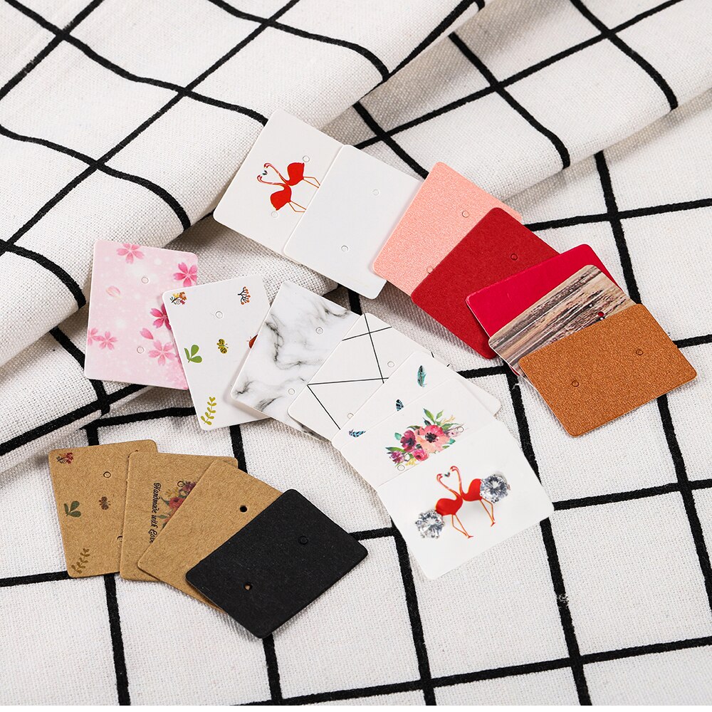 100Pcs/Lot Earrings Display Cards Cardboard Earring Packaging Hang Tag Card Ear Studs Paper Card for Jewelry Accessories