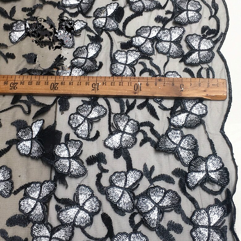 Black light purple blue butterfly Chiffon Fabric Cloth Wedding dress evening dress dress Clothing fabric Embroidered fabric