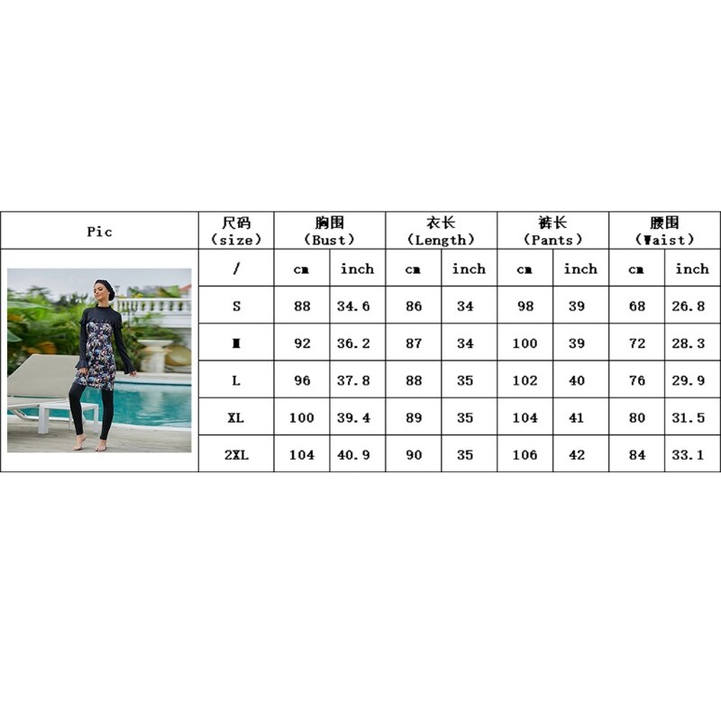 Burkini avec bonnet Hijab pour femmes, 3 pièces, manches longues, à volants, modeste, maillot de bain islamique, col montant, couverture complète, vêtements de plage