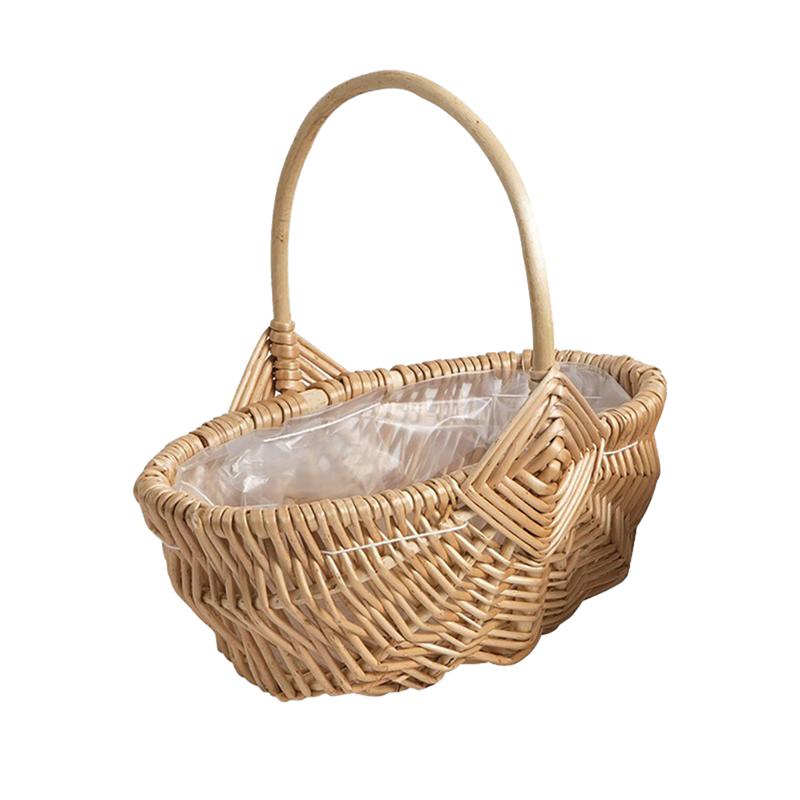 1pc Hand Knitting Wooden Basket Fruit Bread Vegetable Basket Easter Egg Basket