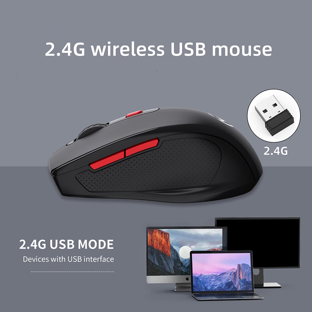 2.4G Ergonomic For Laptop Desktop Universal USB Wireless Mouse Portable 6 Buttons Home Energy Saving Rechargeable With Sound