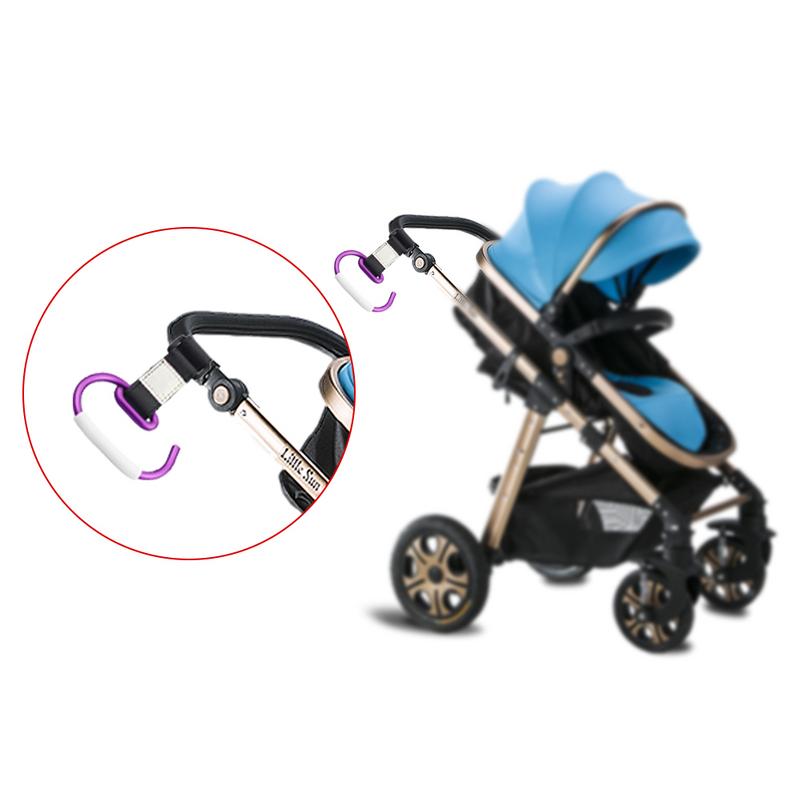 Ganchos de cochecito para bebé, percha para cochecito, mosquetón, Clip de la bolsa de compras, gancho giratorio con correa y gancho, 7 colores