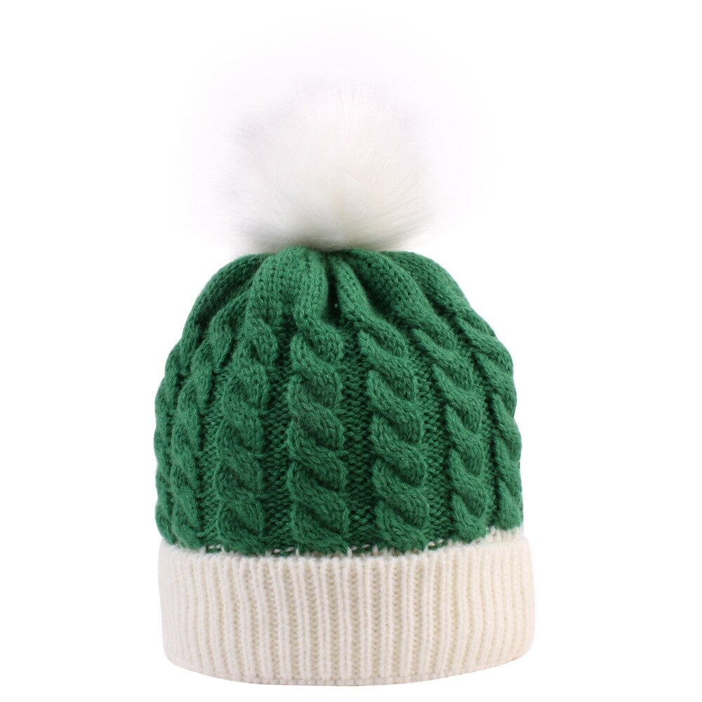 Bonnet de noël tricoté en Crochet pour bébé, classique, bloc de couleurs, , pour l&#39;hiver, pour garçons et filles: Vert menthe