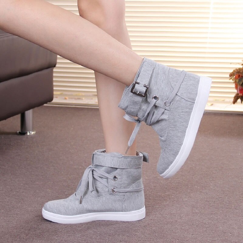 Damskie trampki na jesień i wiosnę, płócienne, damskie buty codzienne, sznurowane, damskie botki na platformie, płaskie, wysokie buty damskie