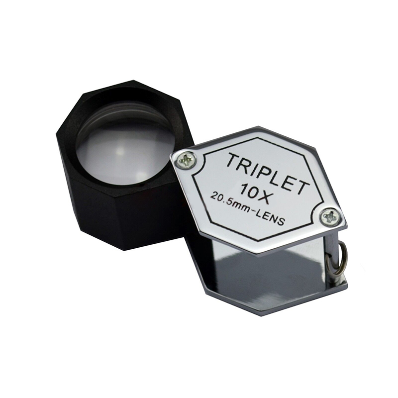 Triplet Hexagon Loupe 10X 15X 20X Magnifying Glass 20.5mm Lens Jeweler Eye Loupes: WHITE