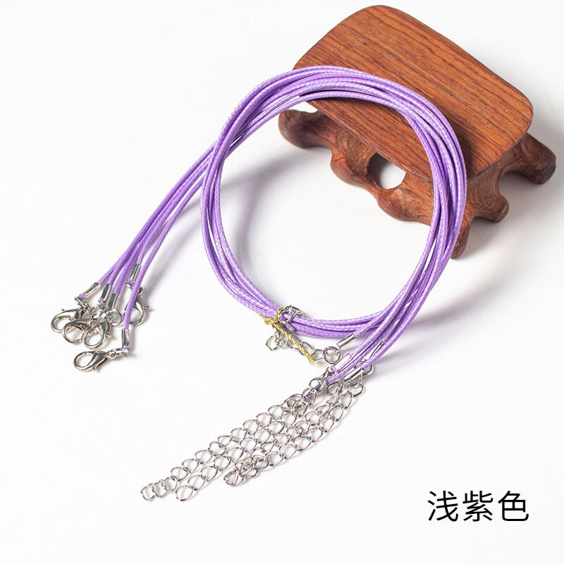 10/20/50 Uds. Colgante de collar de cordón de cadena de cuerda de hilo encerado de cuero colorido para manualidades de joyería de cuerda con cierre de langosta hecho a mano: L / Rosa