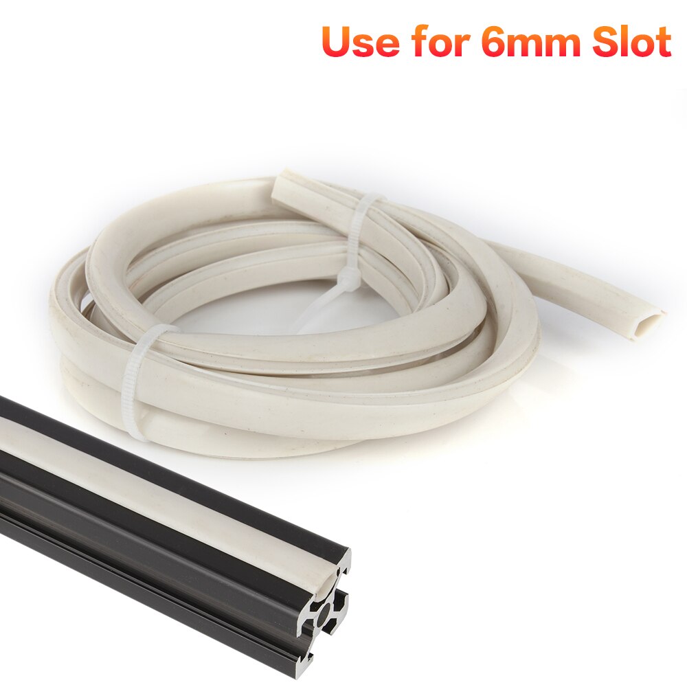 3DSWAY 3D Printer Parts Aluminum Profile 6mm Slot PVC Plastic Soft Cover CNC Flat Seal Glue Strip for Ender 3 CR10: 4 Meter / White