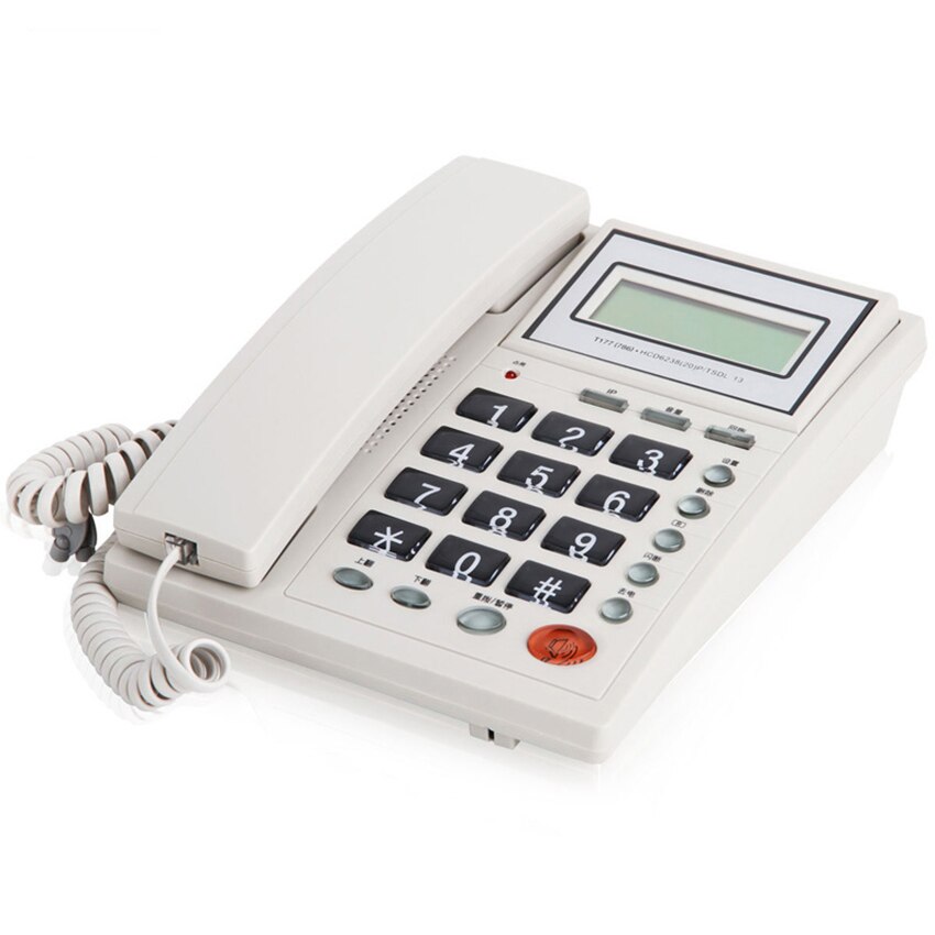 Corded Phone Landline Telephone with Dual System, Caller ID, Tilt Display &amp; Large Buttons, Adjustable Brightness, White, Black: white