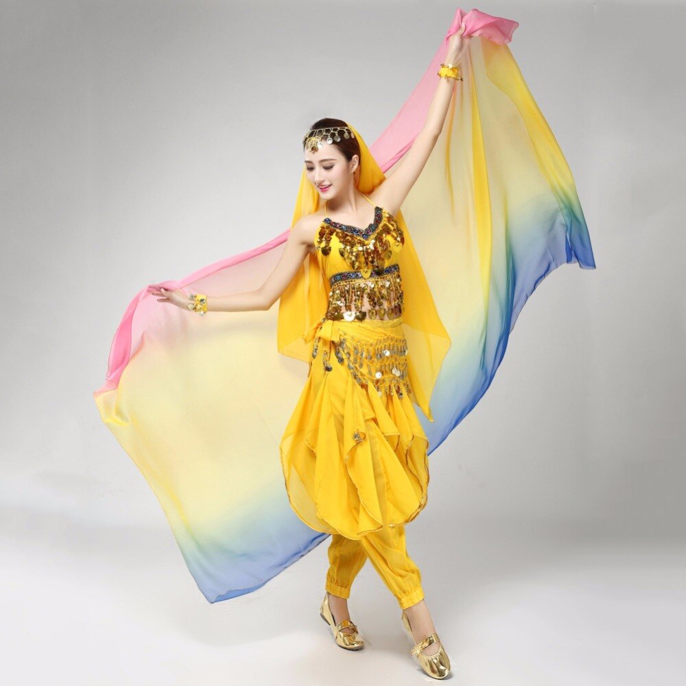 Dégradé voile châle visage écharpe femmes danse ventre Bollywood Costume soie-comme neuf