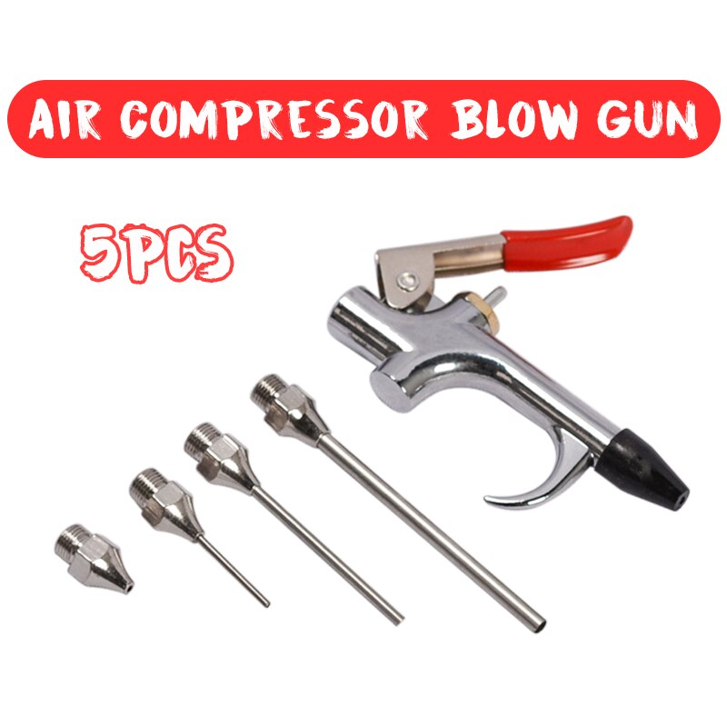 Pistolet de soufflage en métal compresseur d'air, outil de nettoyage, aiguille 5 pièces/ensemble