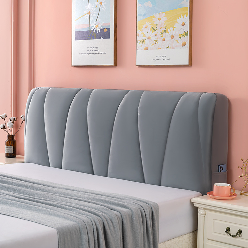 Tykkere fløyels plysj vattert hodegavltrekk mykt hudvennlig elastisk sengegavltrekk støvtett hodegavlbeskyttelse: 180*65cm / Svart