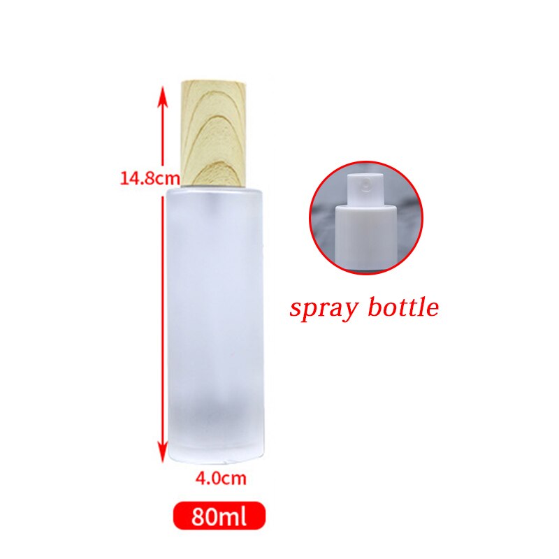 20/30/40/50/60/80ml Holz Milchglas Spray Flasche Lotion Pumpe Flüssigkeit sprayer Feinen Nebel Nachfüllbare Flaschen Holz Kappe Parfüm: F