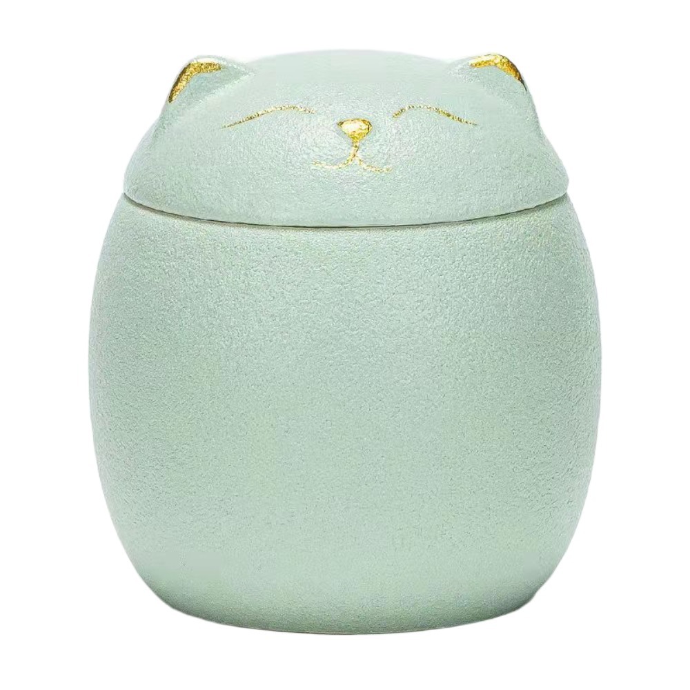 Ceramic Funeral Urn for Pets 200ml Dog/Cat Shape Ashes Storage Box Memorials with Lid Dog Cat Cremation Urns Dog Supplies: light green