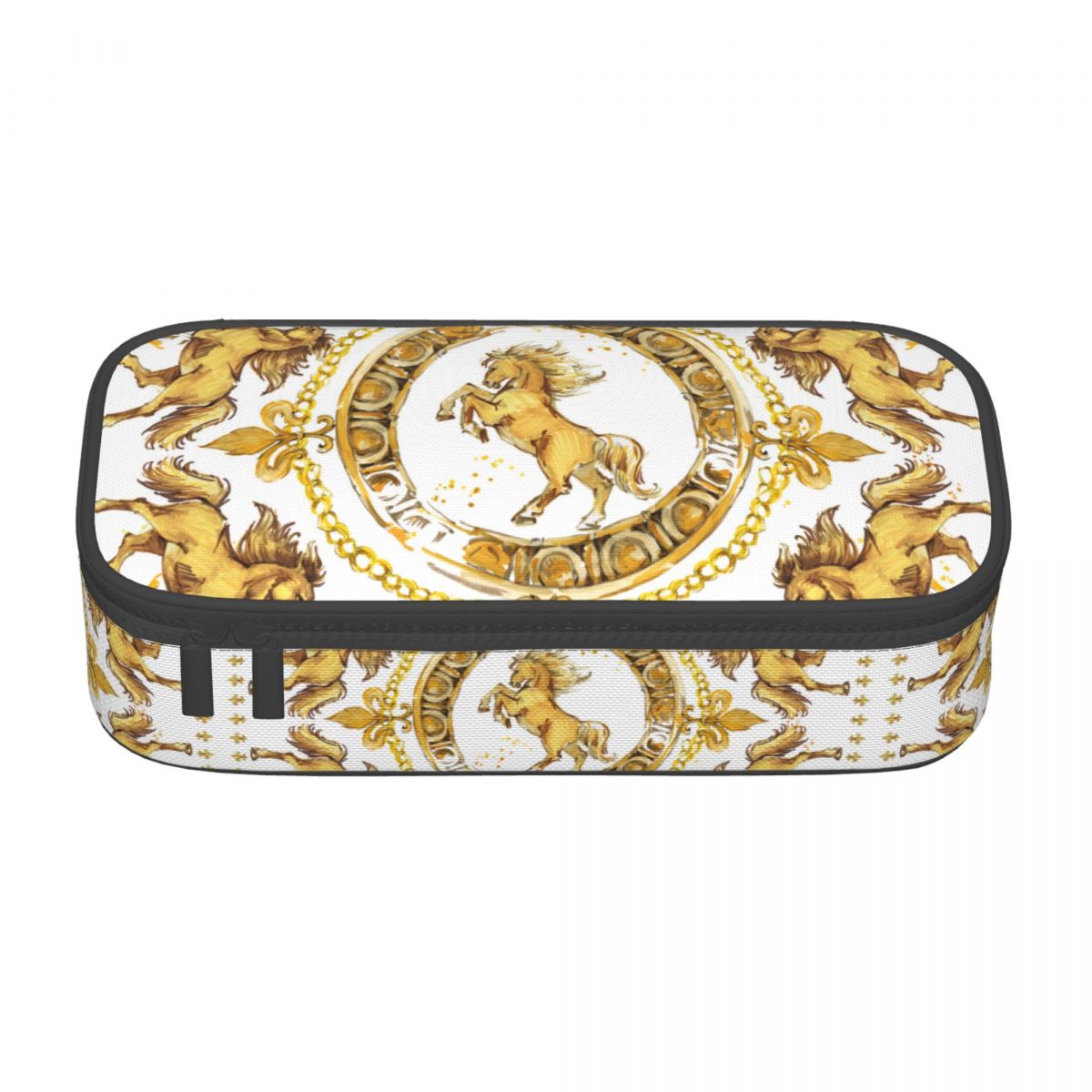Custom Luxury European Baroque Art Pencil Cases for Girl Boy Large Storage Pen Box Bag Stationery: Dark Khaki