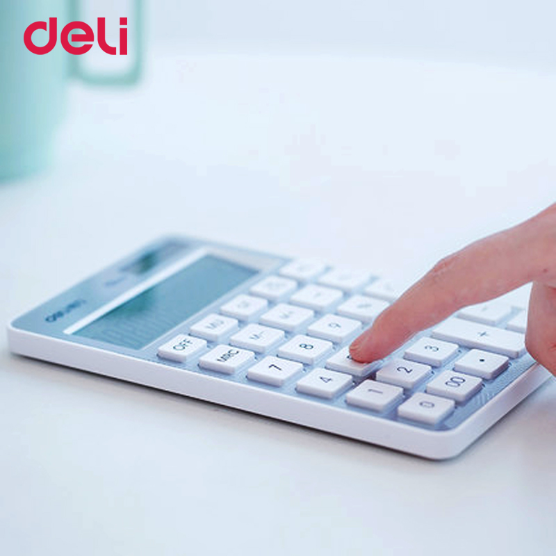Deli two power calculator for school kid office electronic accounting supply brand solar energy table calculator
