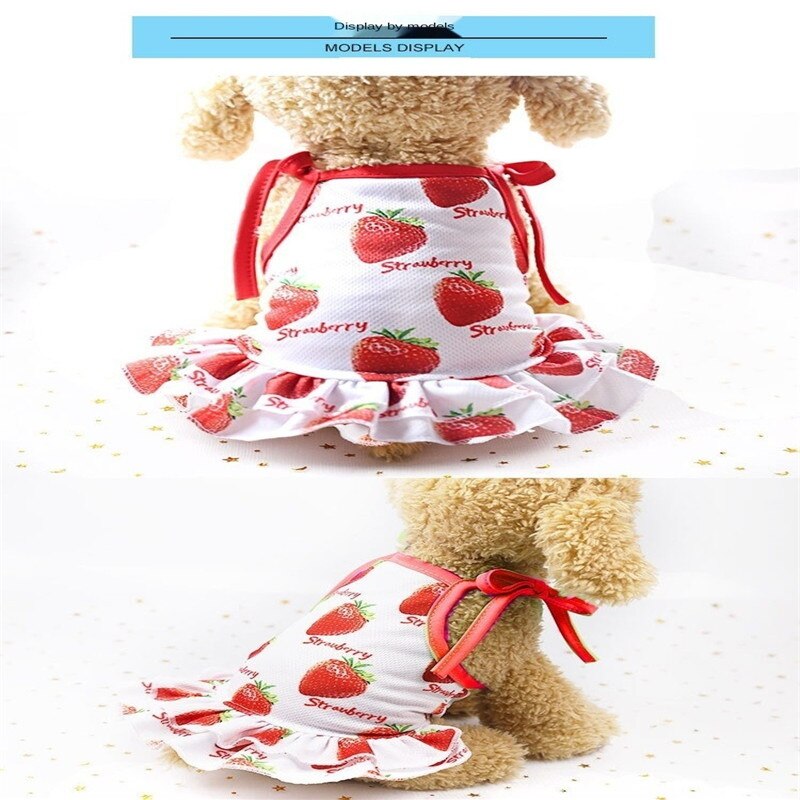 Aardbeien hondenkleding jurk kleine huisdierkleding ademend schattig voor honden outfits lente zomer fruit print rok ropa perro