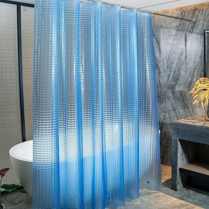 PEVA Clear Cobblestone Shower Curtain with 12 Hooks Water Splash Resistant Mildew Proof Bathtub Partition Bath Supplies