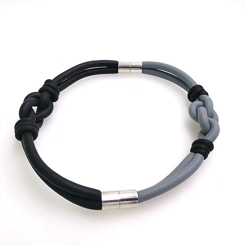 YD&YDBZ Handmade Bracelets For Women Rubber Bracelet Bind Accessories Black And Gray Chains