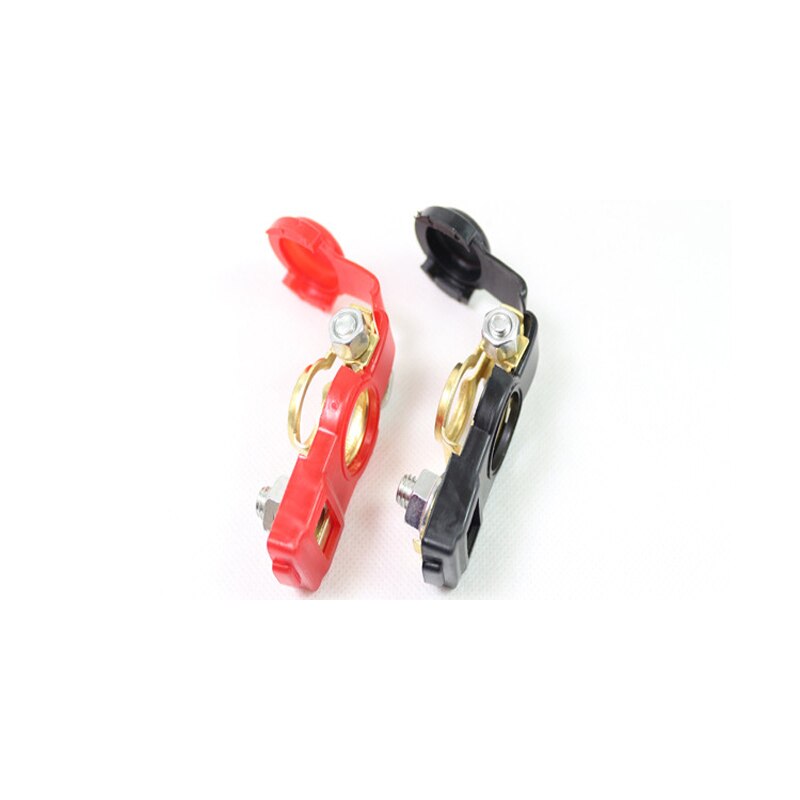2PCS Universal Car Battery Copper Pile Head Clip Red Black Protective Cover Battery Terminal Block Card Head Connector Clip