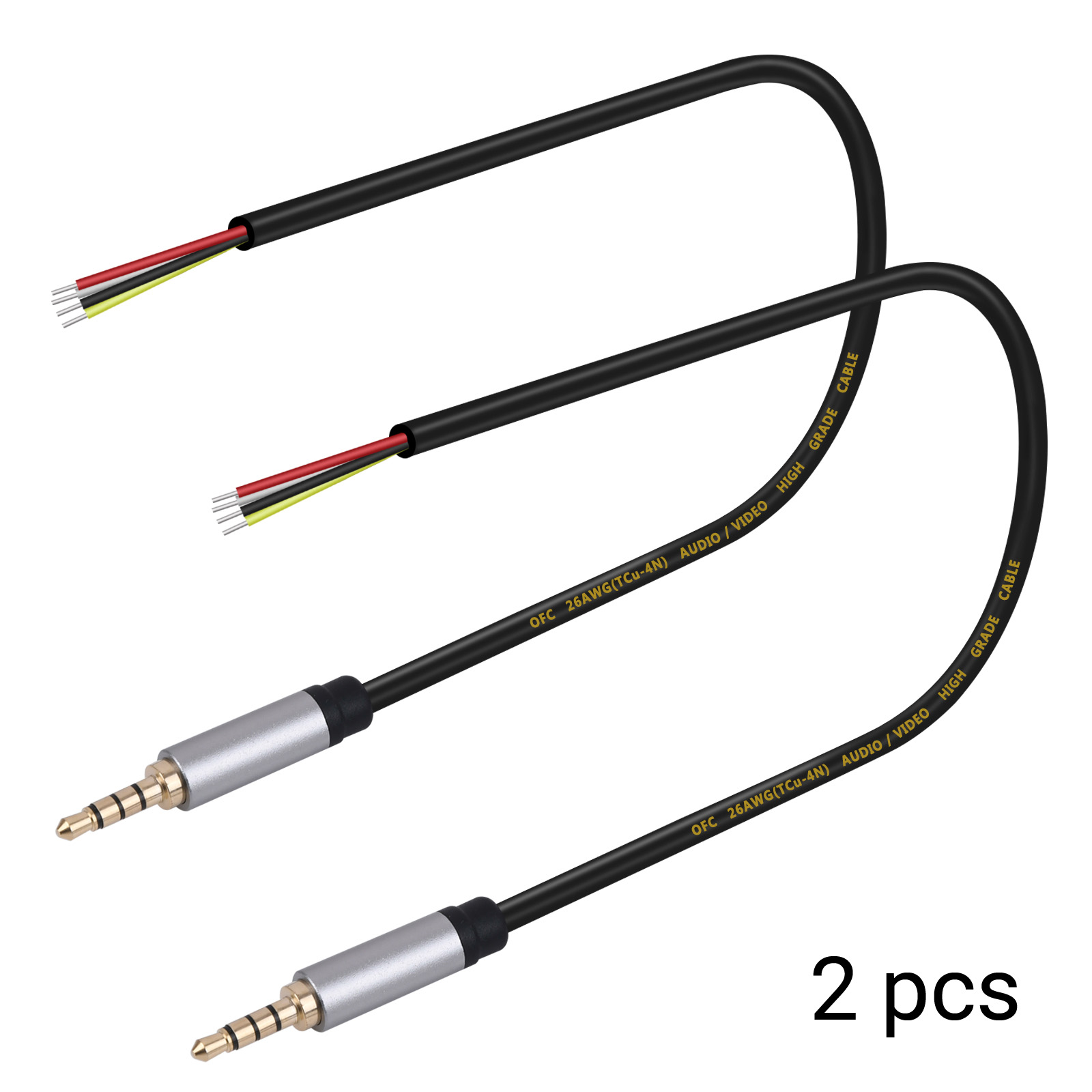 Zamienna wtyczka męska 3,5 mm na goły przewód z otwartym końcem TRRS 4-biegunowy kabel audio z wtyczką stereo 1/8" do naprawy mikrofonu zestawu słuchawkowego