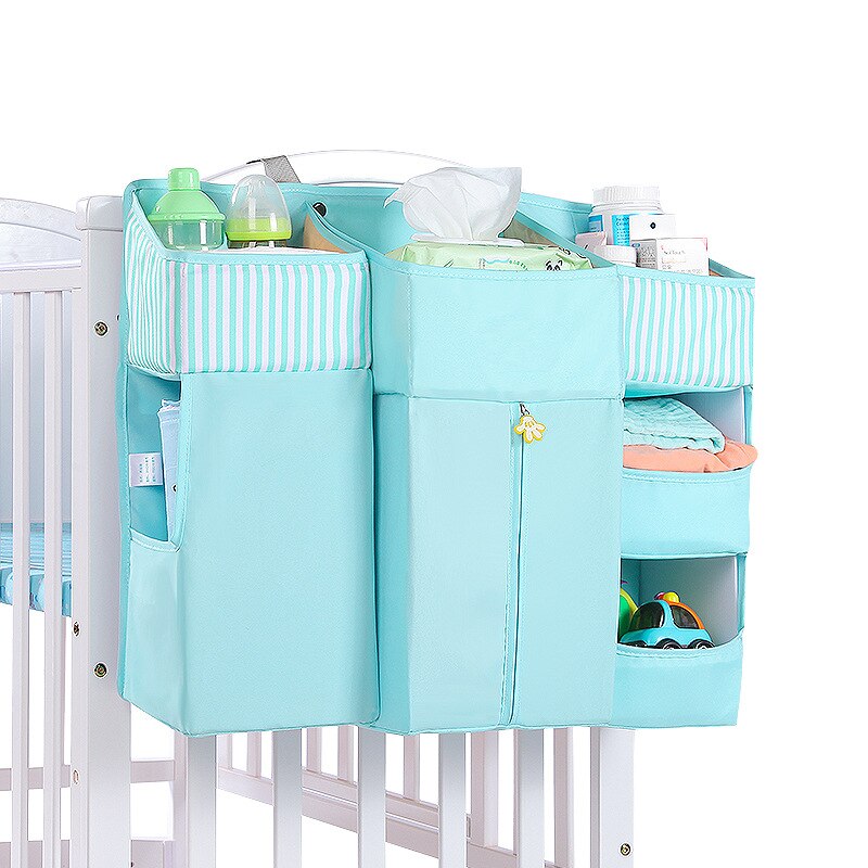 Organizador portátil para cuna de bebé, bolsa colgante para cama, artículos esenciales para almacenamiento de pañales, juego de cama de cuna, pañal de cabecera