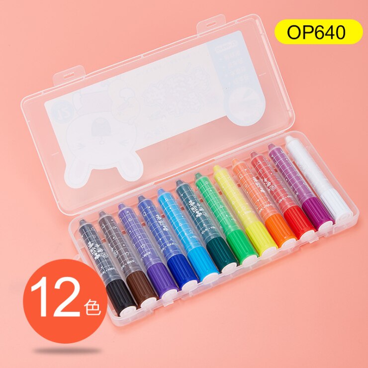 12/18/24/36 Crayons Cartoon children pastel washable rotating colorful stick water-soluble brush color pen kindergarten: 12colors