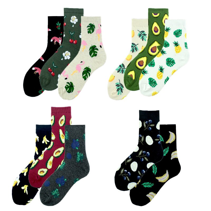 Summer Cartoon Fruit Banana Avocado Cotton Socks Women Korean Version Of Street Socks