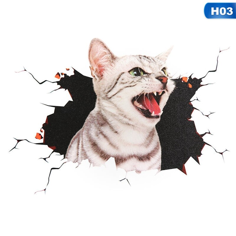 Pegatinas 3D para coche, Adhesivo de revestimiento 3D para gatos y perros grandes, adhesivo de gato para coche, pegatina de vinilo reflectante Animal, 1 Uds.: H03