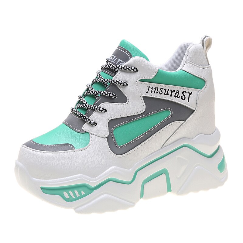 Rimocy-chaussures à base de vulcanisation pour femmes à plateforme haute pour augmenter la taille, semelle cachée, printemps chaussures femme décontractées,: green / 37