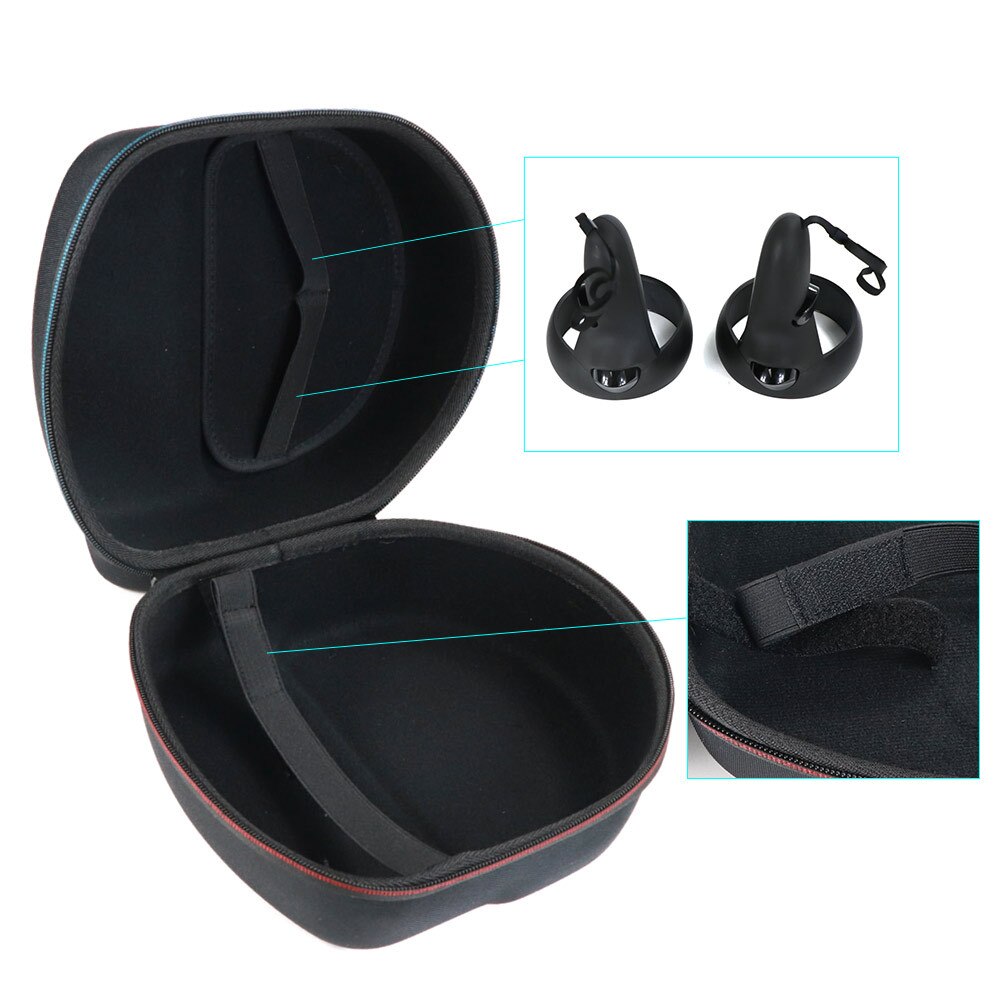 Capa rígida eva para headset gamer com zíper, capa protetora para os controladores oculus quest, saco de armazenamento para jogos, portátil