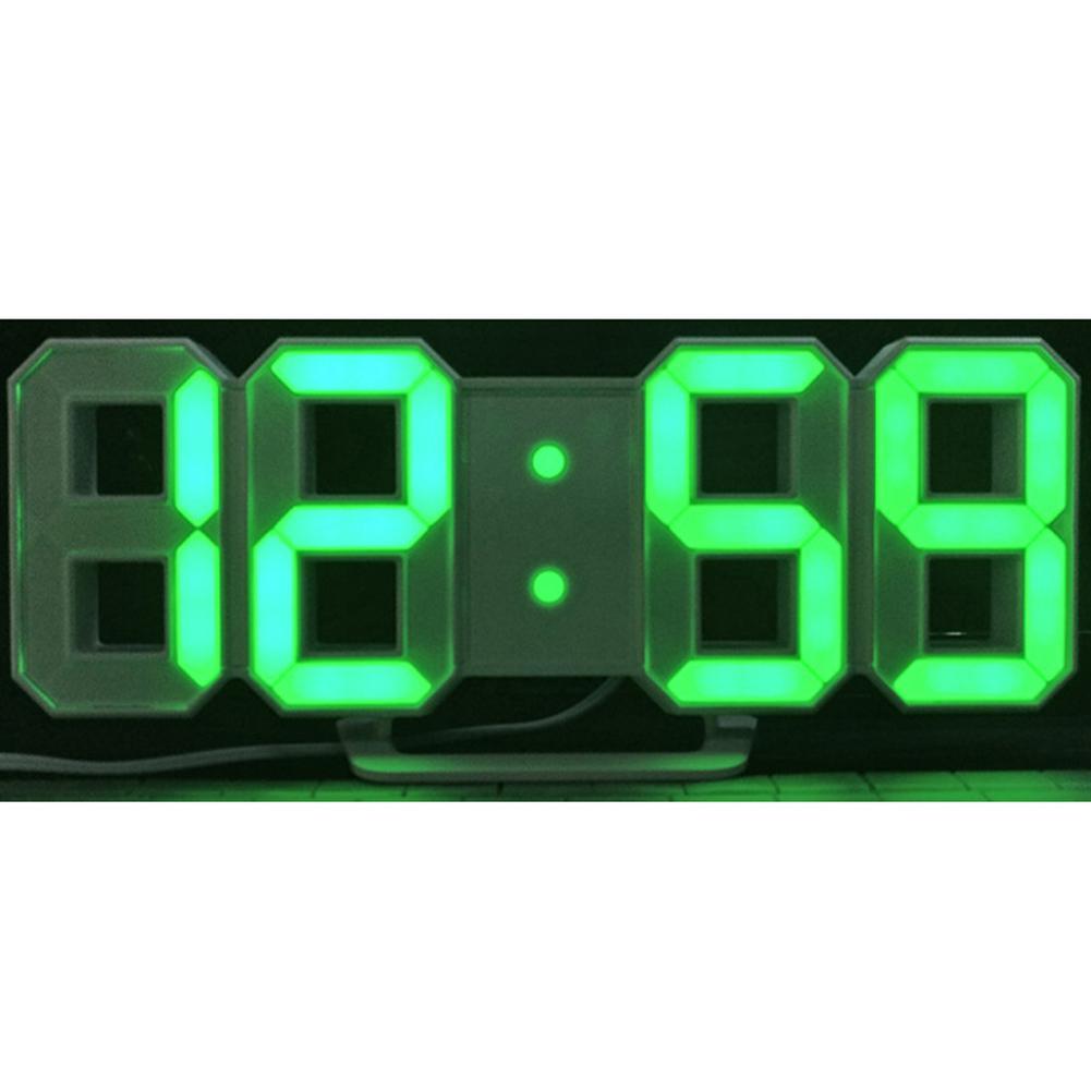 Modern Digital LED Wall Clock Table Desk Night Electric Clock Alarm Watch Multi-Functional LED Clock 24 or 12 Hour Display: Green
