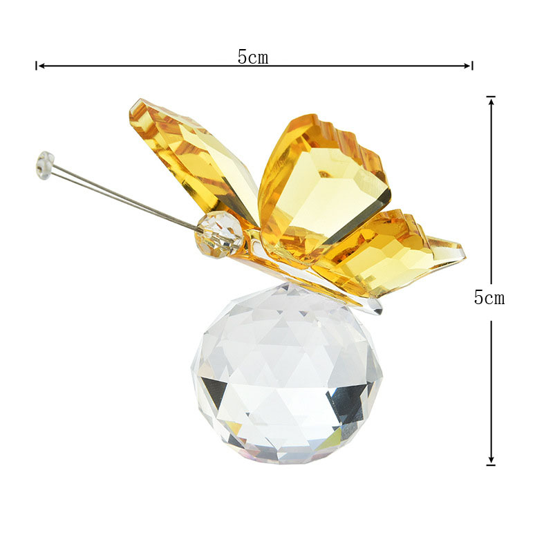 1 pçs borboleta de cristal com bola estatueta casa decoração casamento artesanato vidro coleção ornamentos mesa lembrança presentes