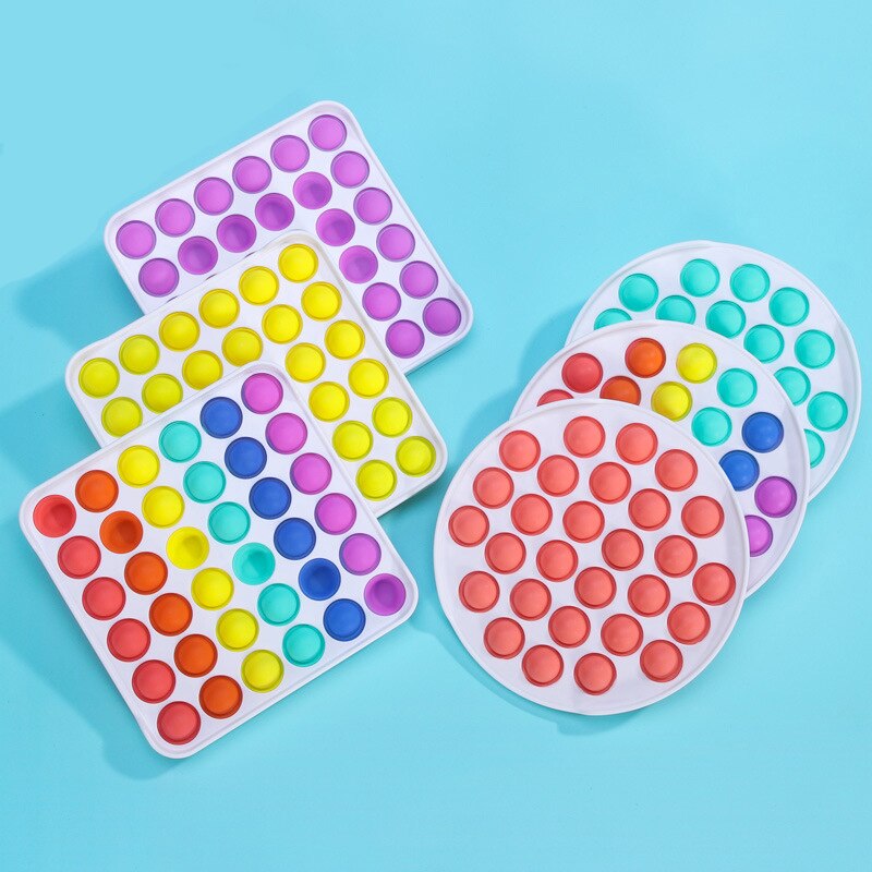 Colorful Fidget Push Pops Bubble Sensory Squishy Stress Reliever Autism Needs Anti-Stress Pop-It Rainbow Adult Children Toys